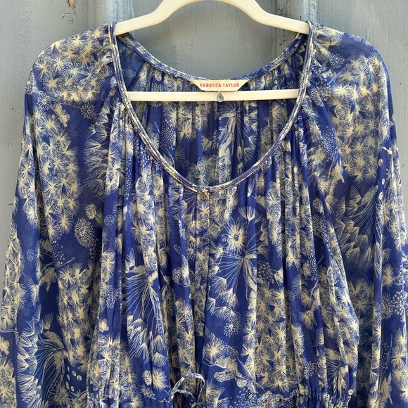 Rebecca Taylor blue silk, cotton blouse, size 6 - Picture 4 of 9